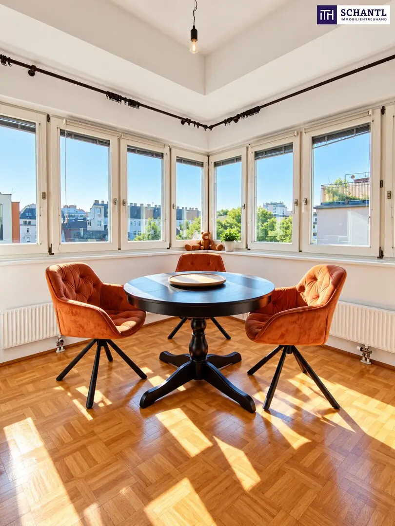 Finally home! Bright 3-room apartment with charm and cozy dining nook Sunny living room with plenty of space for the whole family Quiet location near the New Danube