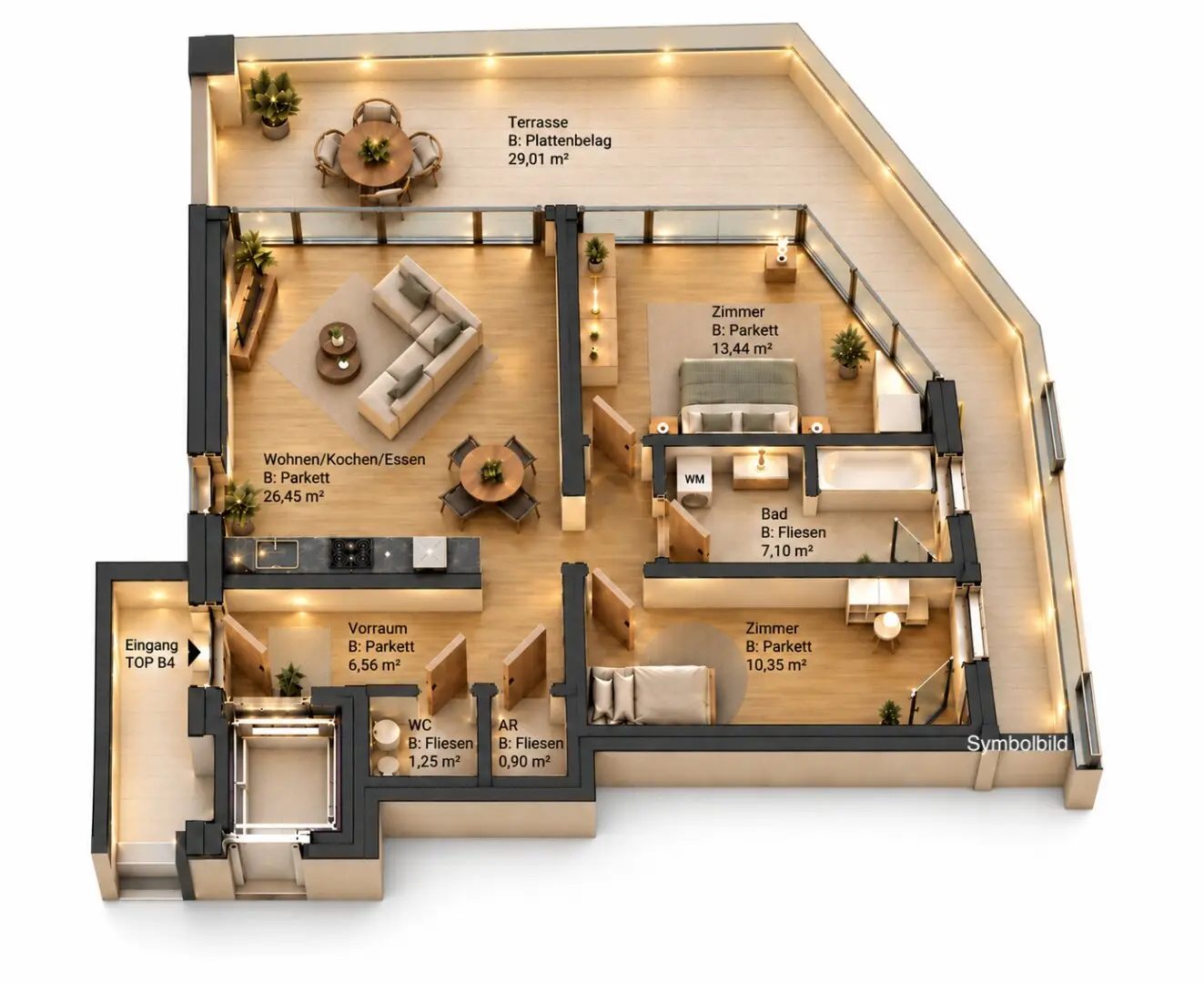 Hochklassige Wohneinheit mit 62m² + 35m² Terrassenfläche - Luxuriöses Wohnprojekt in Aldrans