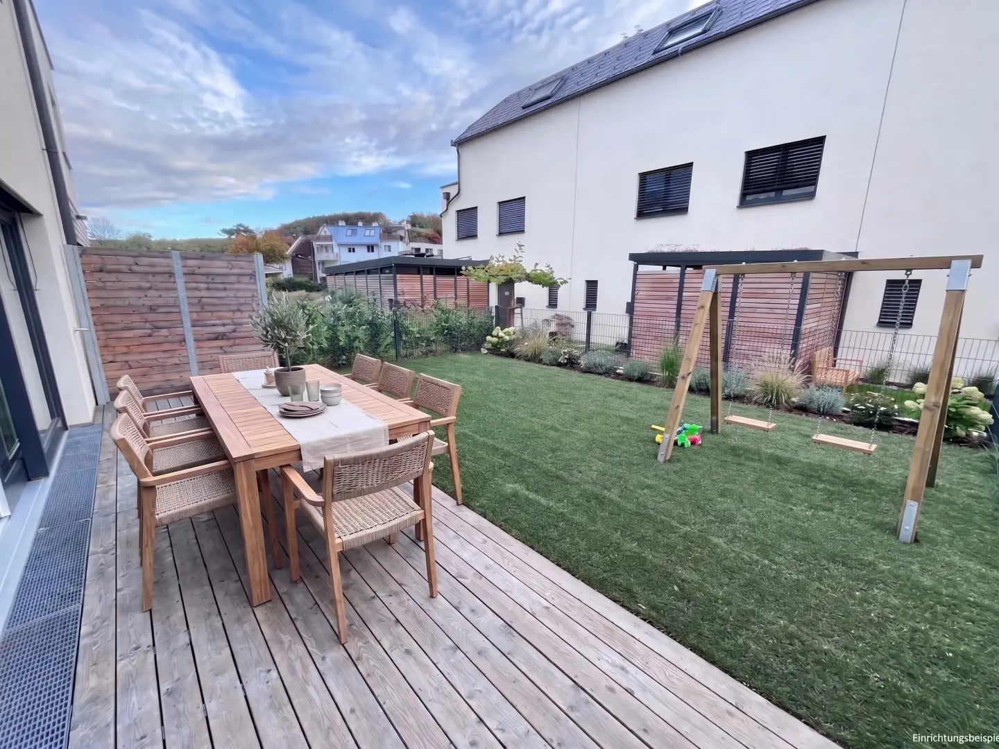 Family apartment with large private garden and bathing pond