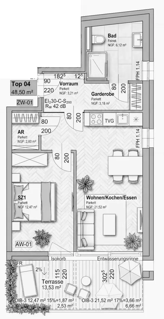 Urban first occupancy in Schallmoos: Smart 2-room apartment with inviting terrace