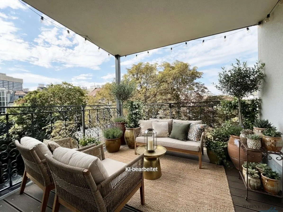 Exclusive 3-room top floor oasis with sunny balcony &amp; green courtyard