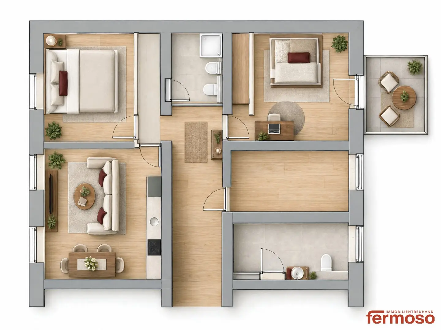 Bright 3-room apartment with balcony in Graz, 61m², completion 01.01.27