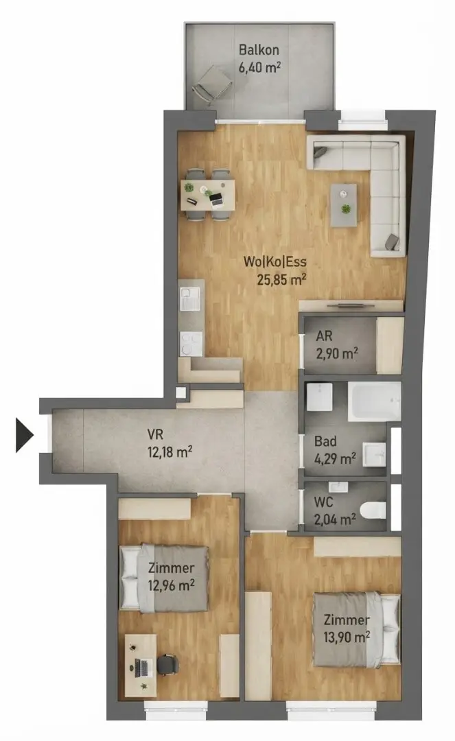 GRAZ - Gries: 74m² Top Erstbezug im 1.OG + Balkon - EIGENTUM statt Mieten !! oder als Ihre persönliche Anlegerwohnung