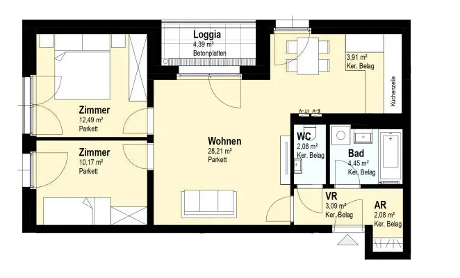 Helle Wohnung im Neubau mit Loggia und Lift