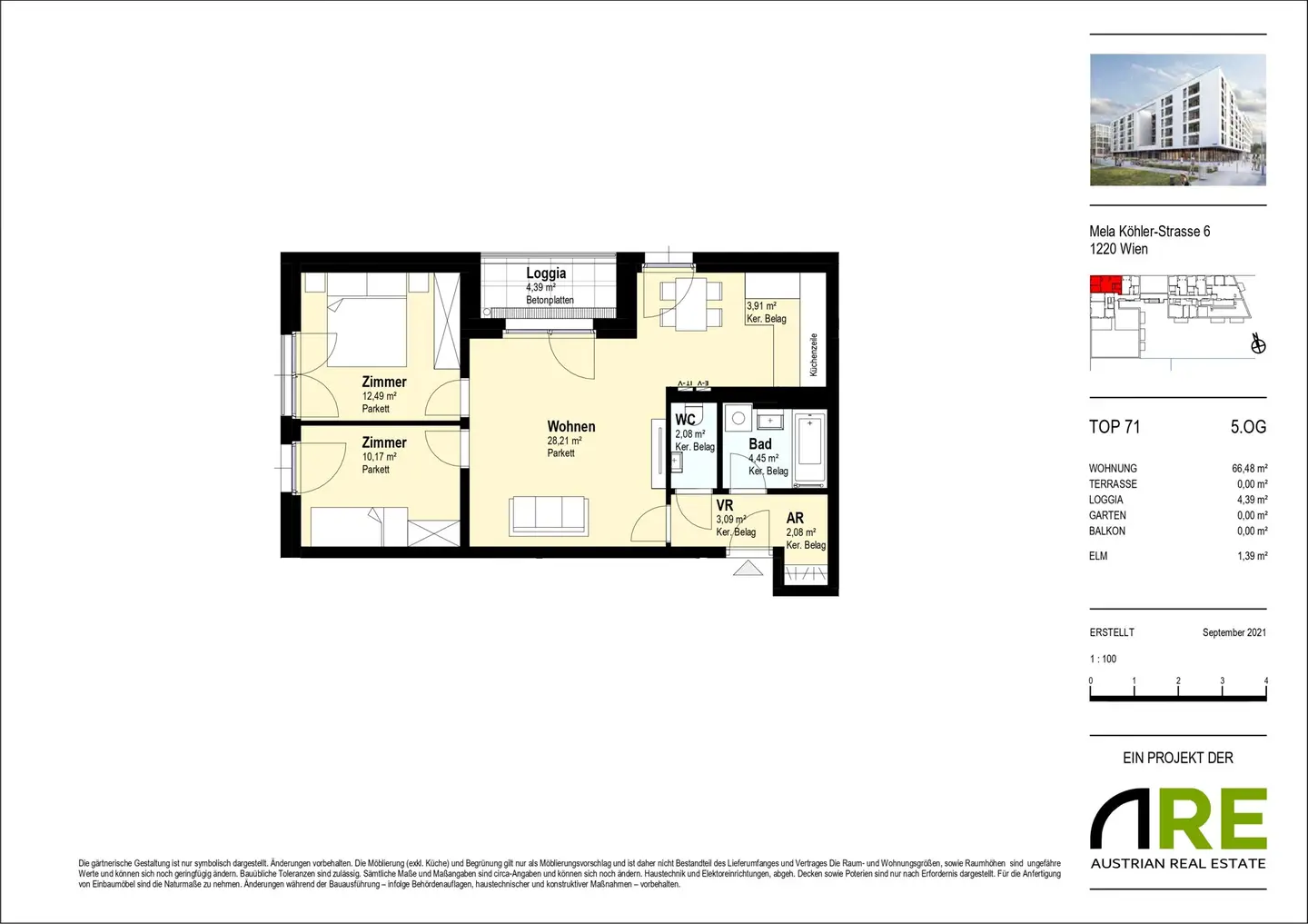 Helle Wohnung im Neubau mit Loggia und Lift