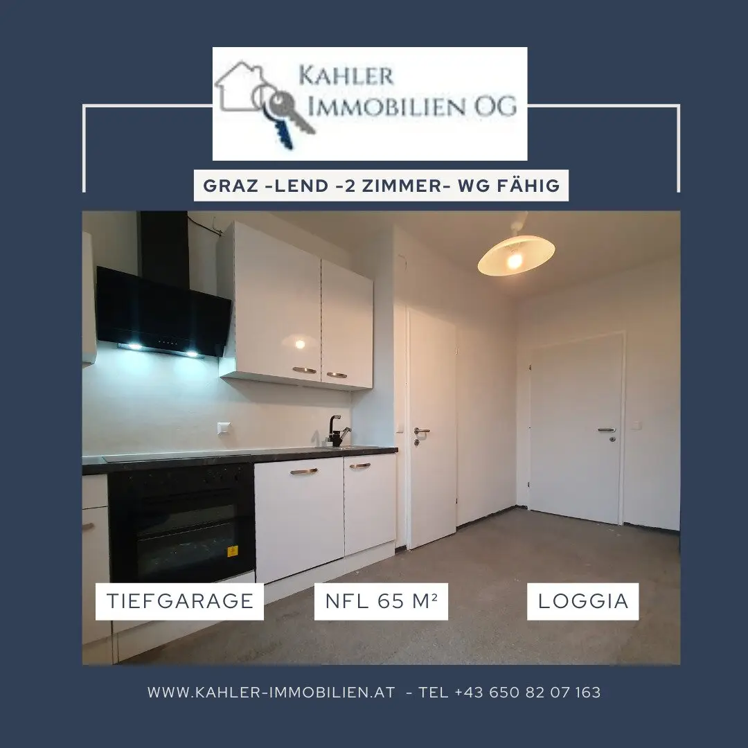 Graz - Trend district Lend - Commission free - modern 2 room apartment - south balcony - underground parking space - suitable for flatshare