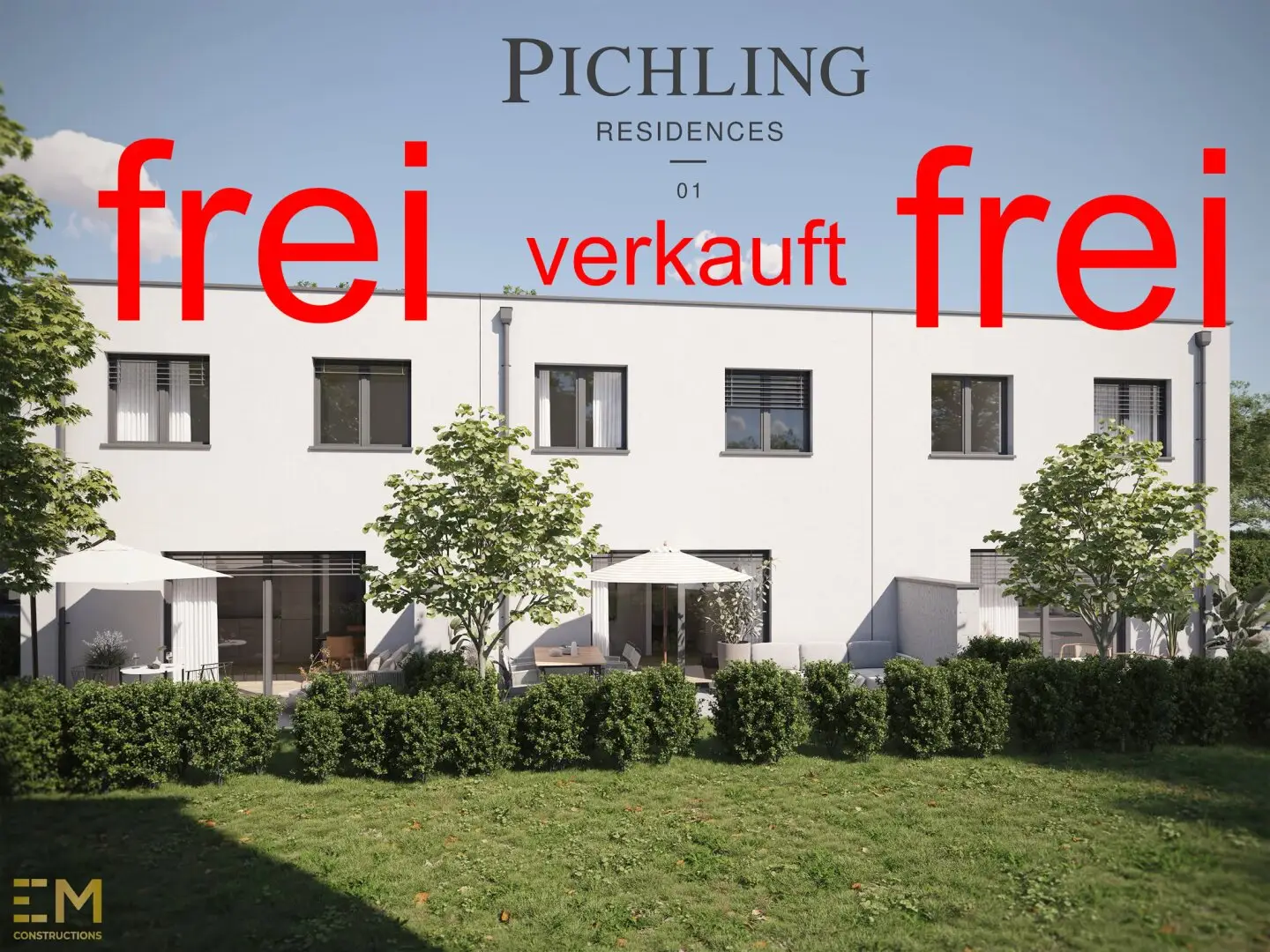 Pichling Residences 1: schlüsselfertige Reihenhäuser, 5 Zimmer, Terrasse, Eigengarten, 2 Carports, schlüsselfertig.