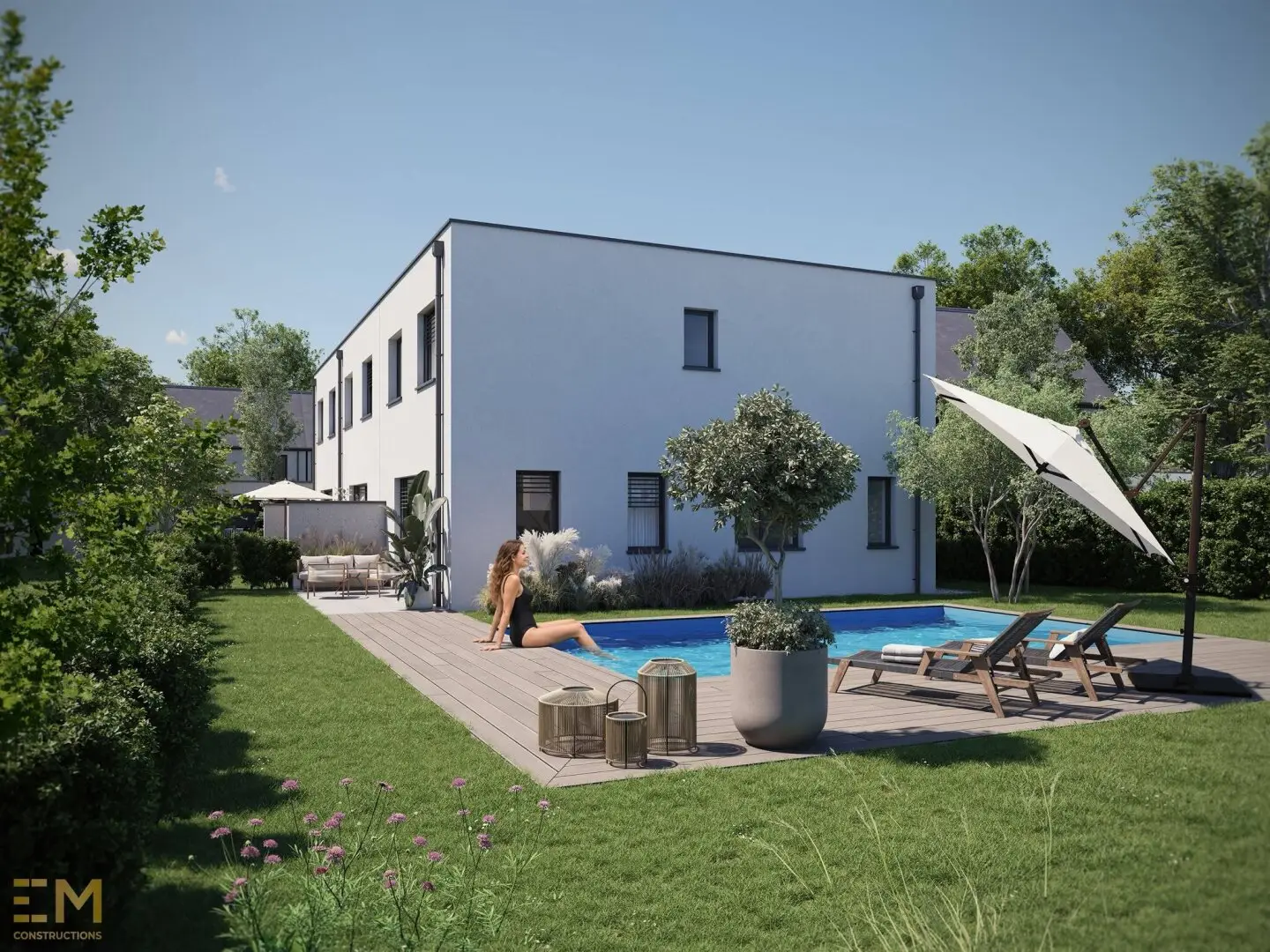 Pichling Residences 1: schlüsselfertige Reihenhäuser, 5 Zimmer, Terrasse, Eigengarten, 2 Carports, schlüsselfertig.