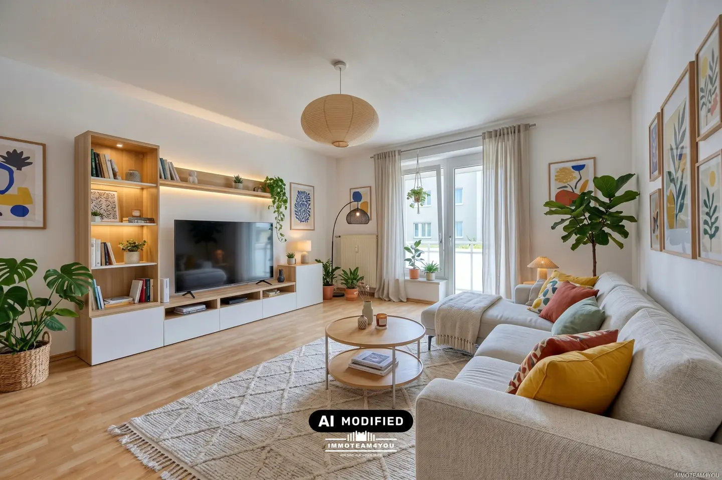 Gestaltungsvorschlag Wohnzimmer mit KI erstellt