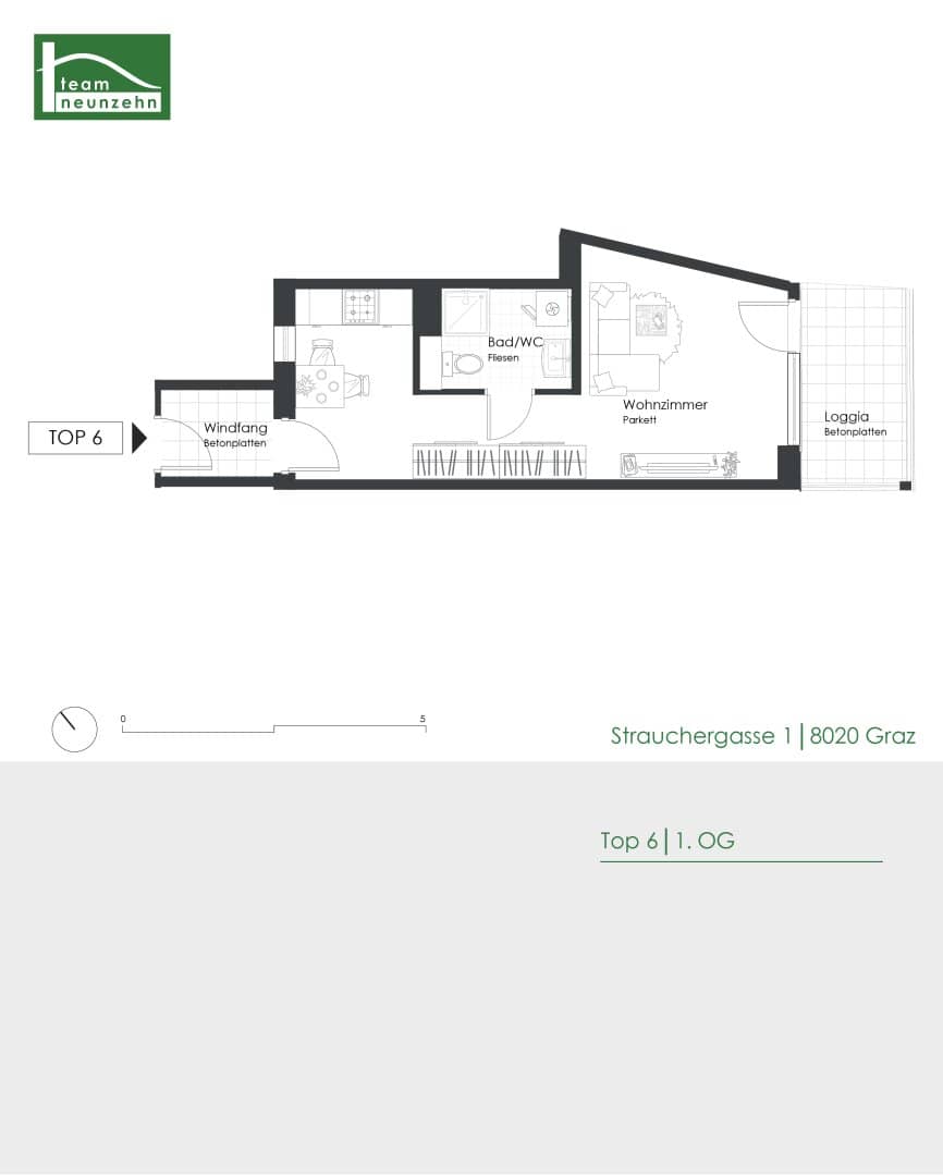 Apartment with loggia in quiet inner courtyard