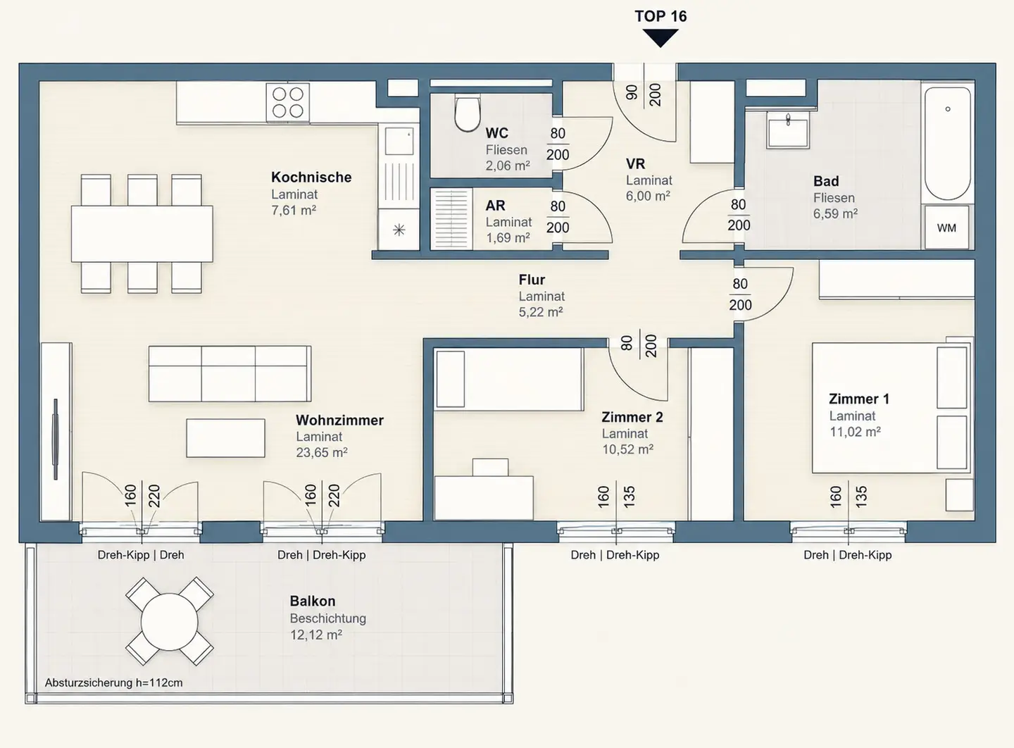 Helle Wohnung mit sonnigem Balkon nahe Citypark