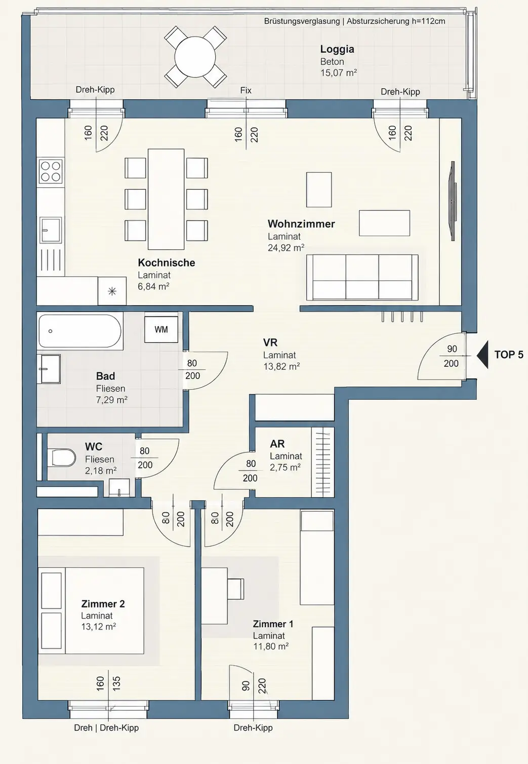 Lichtdurchflutete Wohnung mit Loggia nahe Citypark