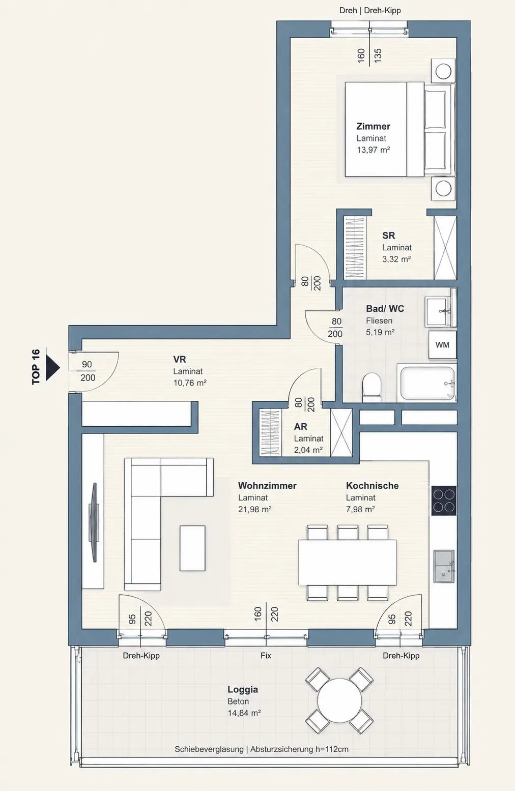 Lichtdurchflutete Wohnung mit Loggia und Aufzug
