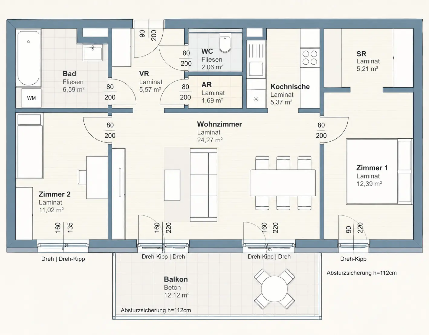 Helle Wohnung mit Balkon nahe Citypark und Lift