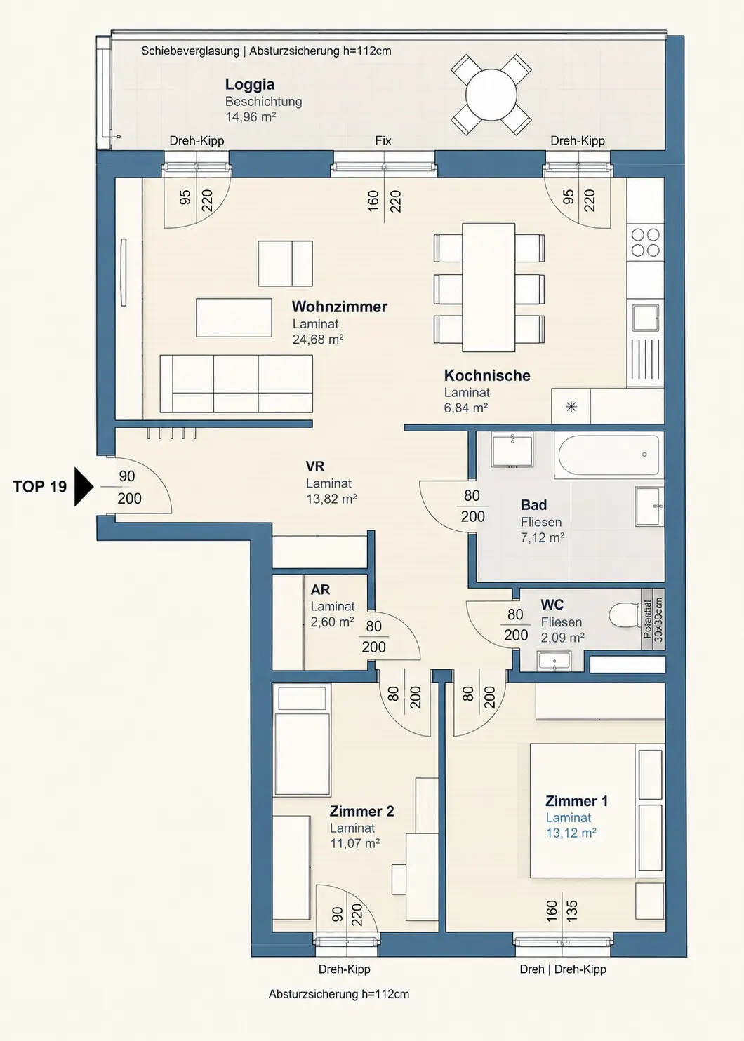 Hochwertige Wohnung mit Loggia nahe Citypark