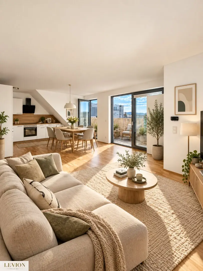 ***Lichtdurchflutete 2-Zimmer-Dachgeschosswohnung mit 26 m² Terrasse und Weitblick - nahe Augarten***