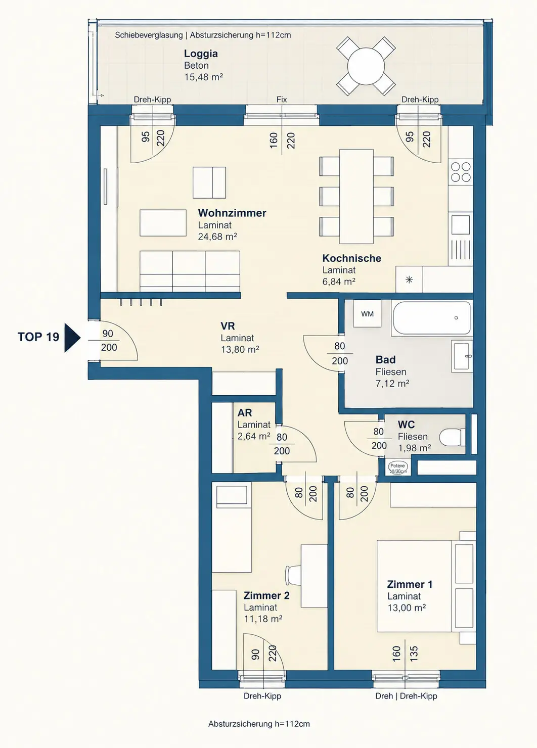 Helle Wohnung mit Loggia und Lift nahe Citypark