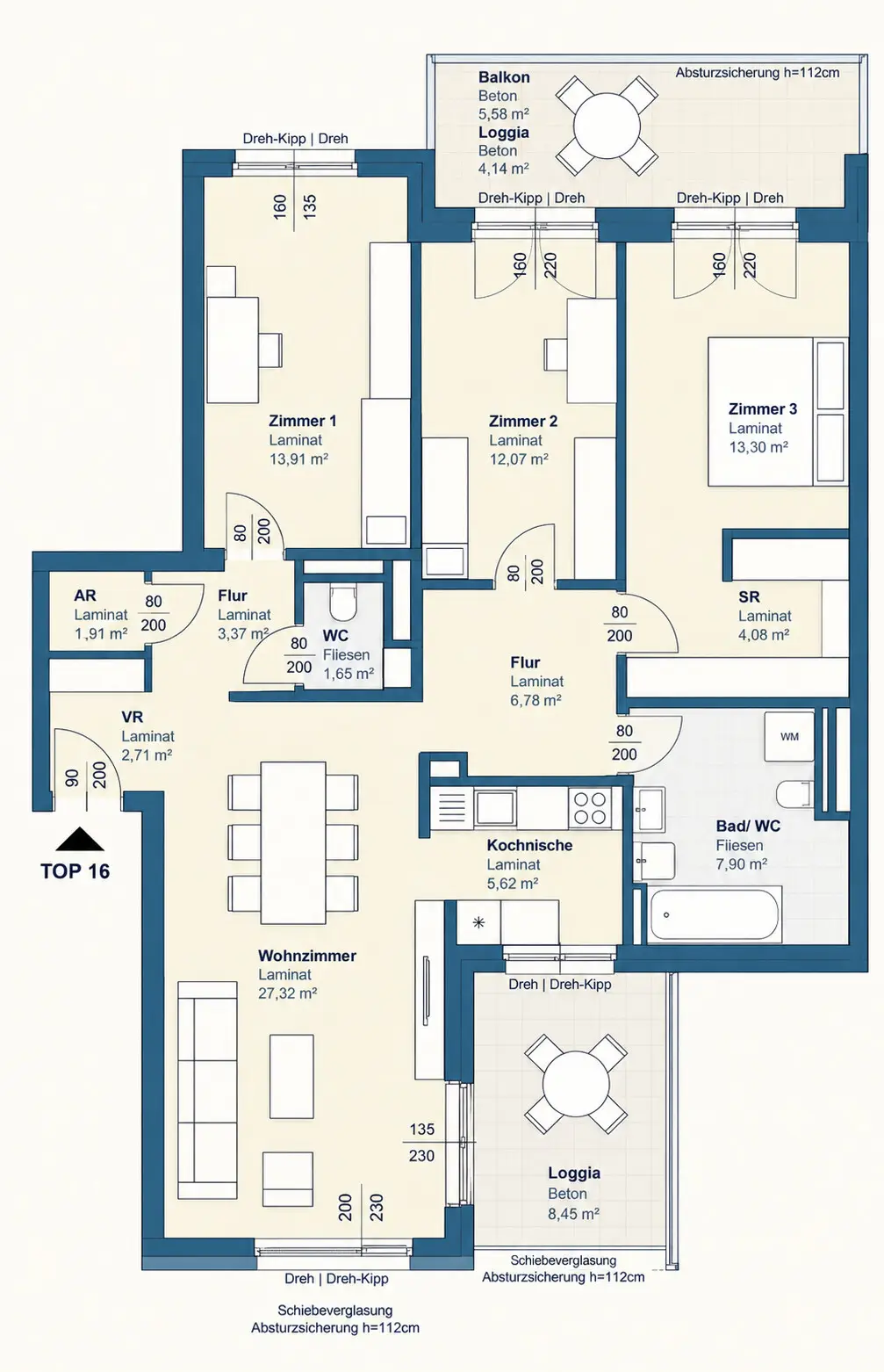 Helle Wohnung mit zwei Loggien und Aufzug