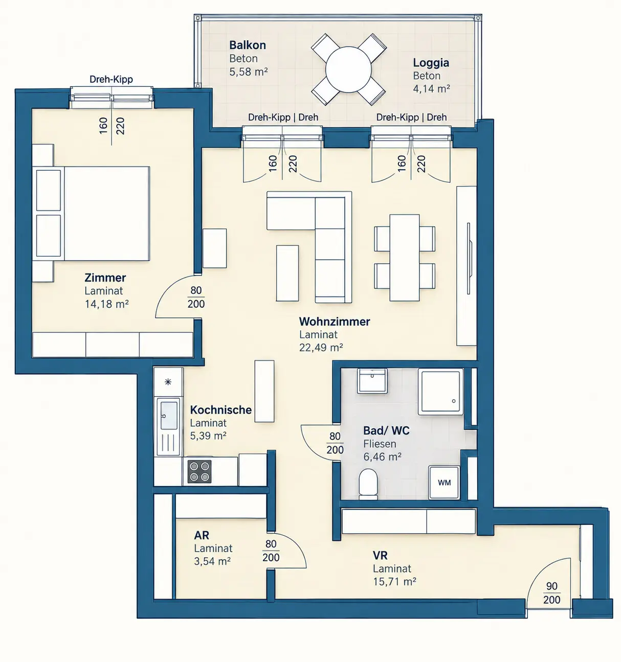 Helle Wohnung mit Loggia nahe Citypark