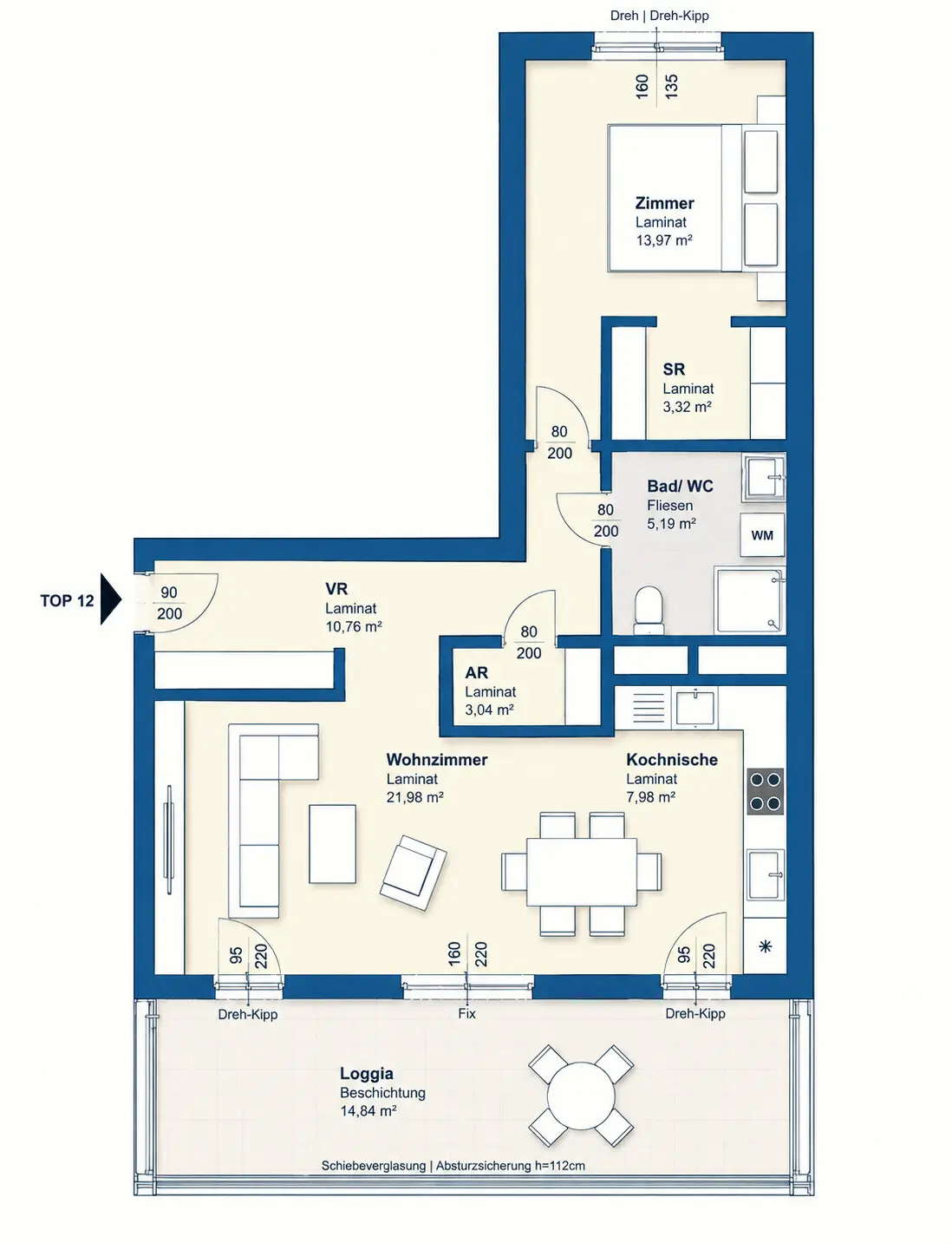 Helle Wohnung mit großer Loggia und Lift nahe Citypark