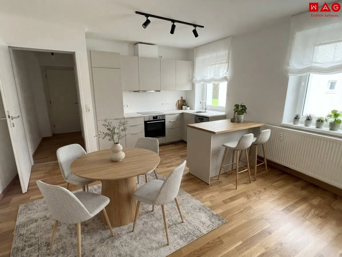 Schweigerstraße 12, Wohnküche, Einrichtungsvorschlag KI generiert