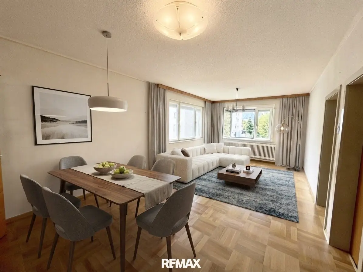 Einrichtungsbeispiel Wohnzimmer mit Essbereich