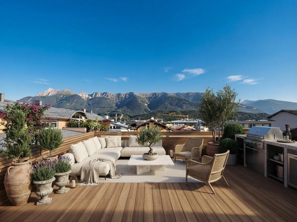 WATTENS: EXKLUSIVES ARCHITEKTENLOFT MIT 103 m², 4 ZIMMERN, 40 m² TERRASSE &amp; LIFT DIREKT IN DIE WOHNUNG