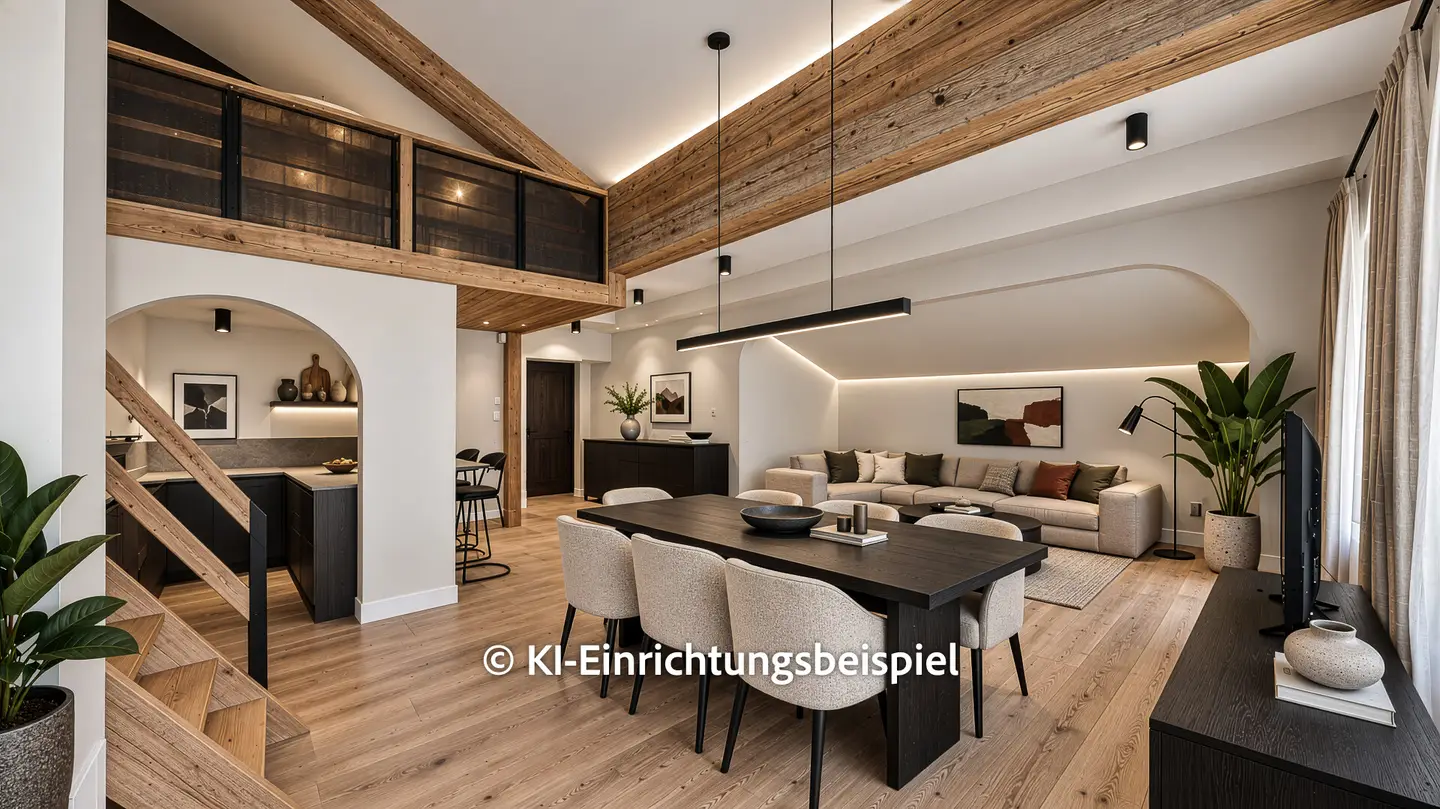 Dachgeschosswohnung with glass fireplace and mountain view