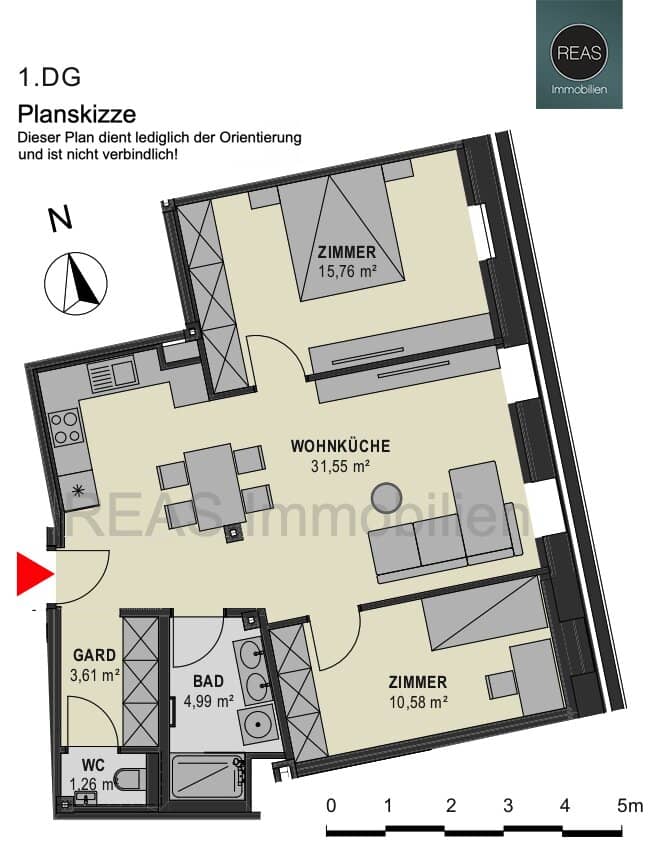 Erstbezug Dachgeschoss-Apartment in Ottakring mit EBK, 67,75 m²