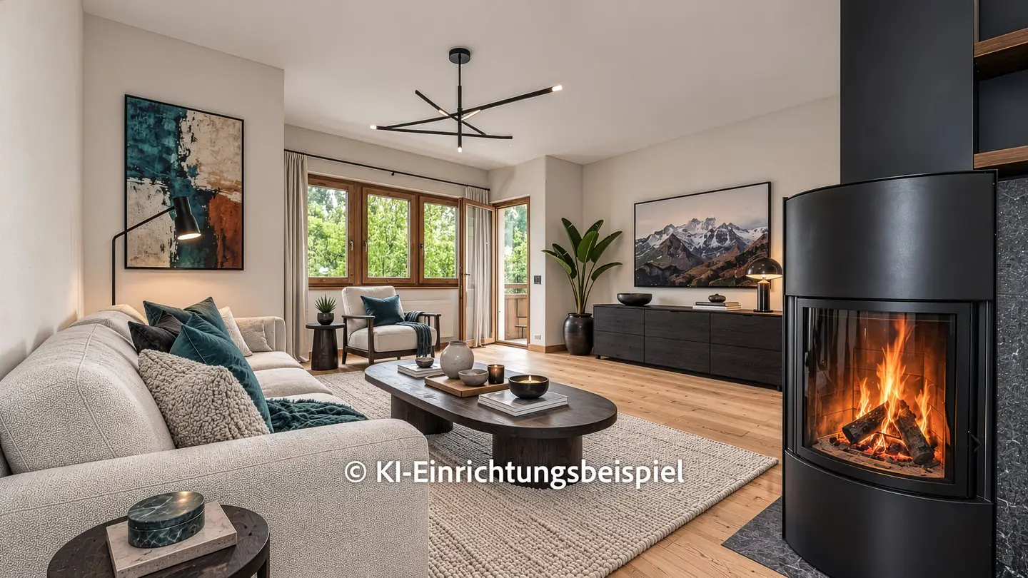 Sunny Wohnung with fireplace and mountain view
