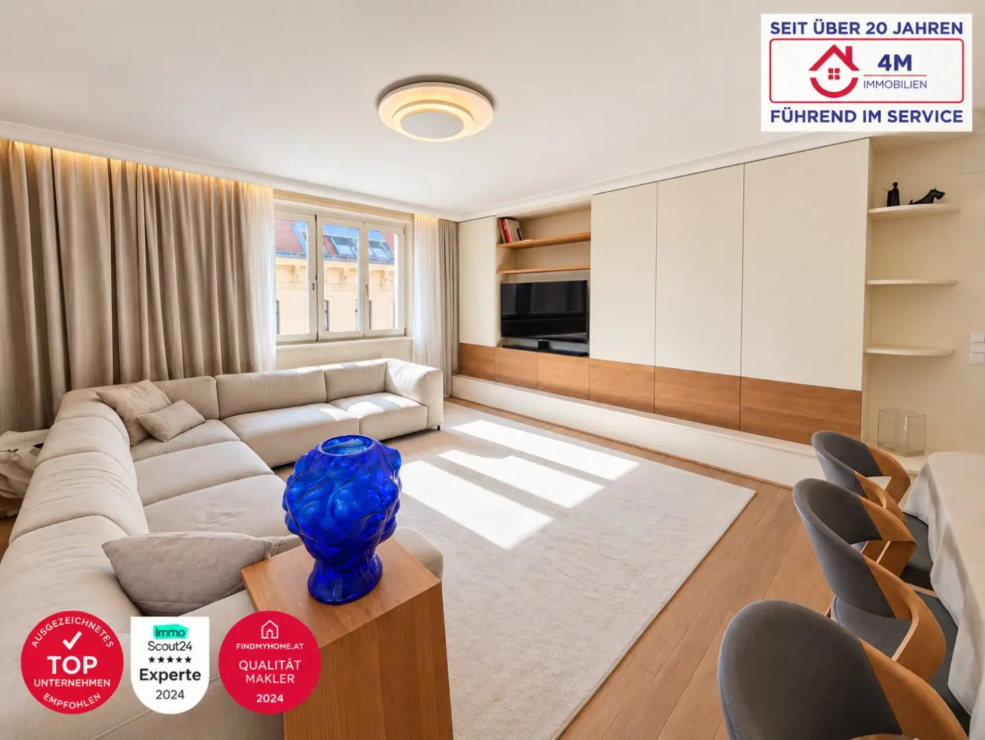Exclusive 3-room apartment, fully renovated, 113m², 5th floor, prime location 1080 Vienna