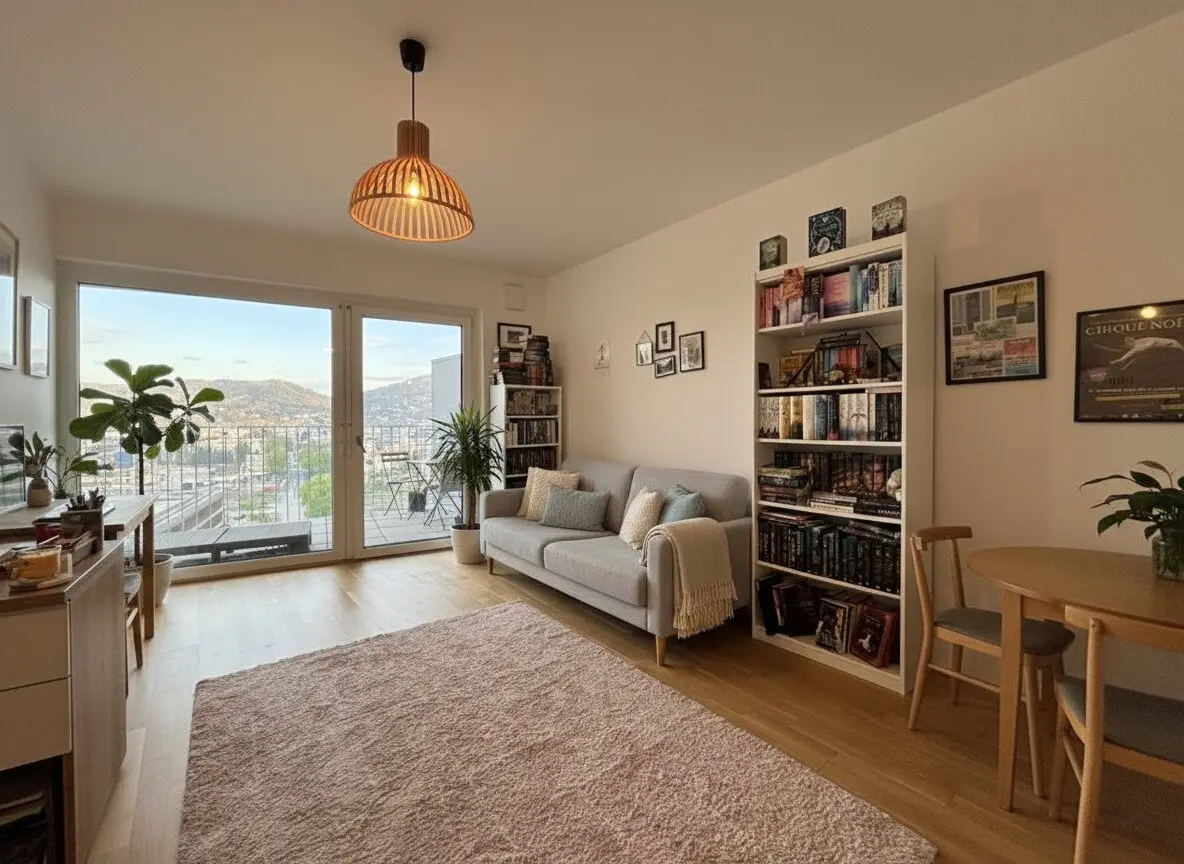 Bright 1-room apartment with balcony and distant view