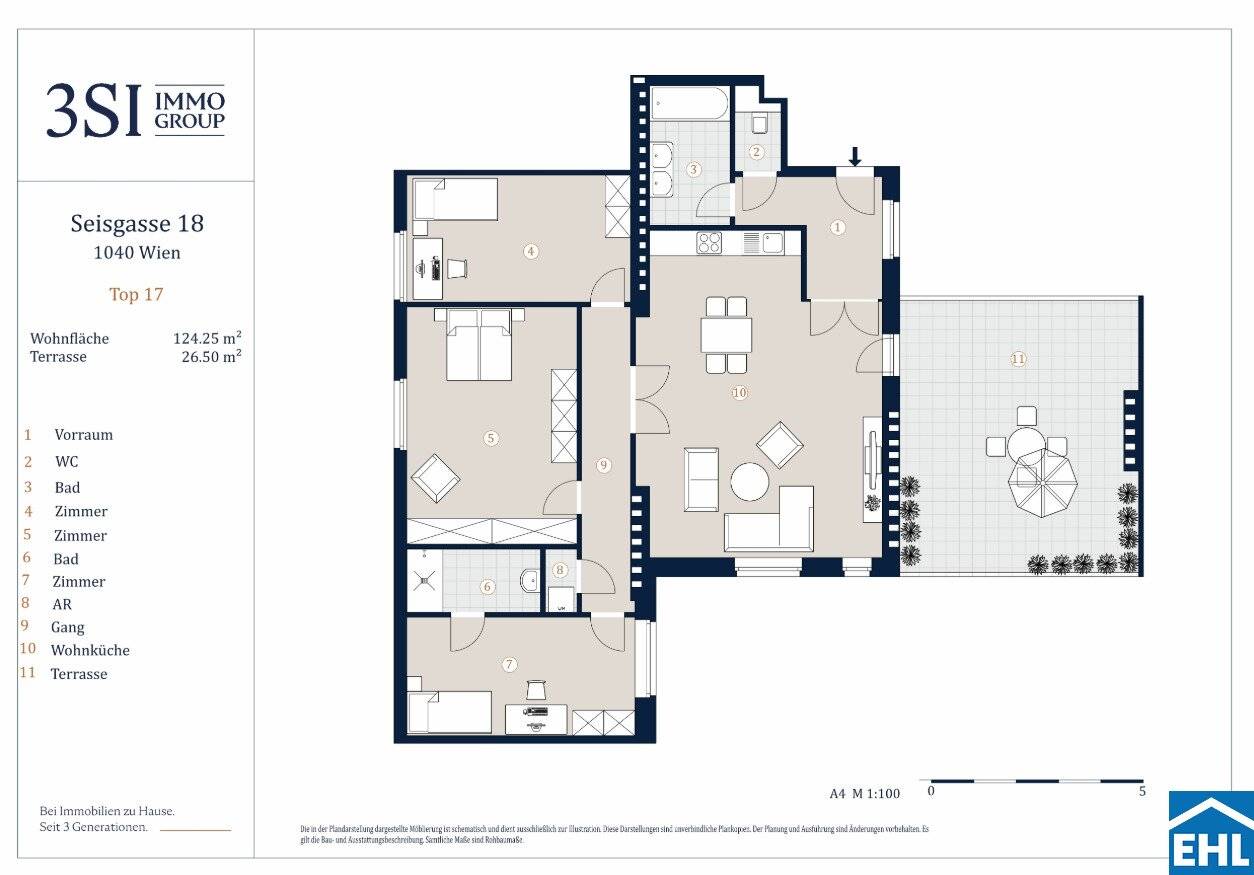 Top floor apartment with terrace near a park