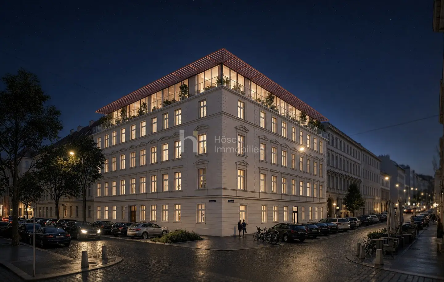 Fassade im Abendlicht – Projektvisualisierung