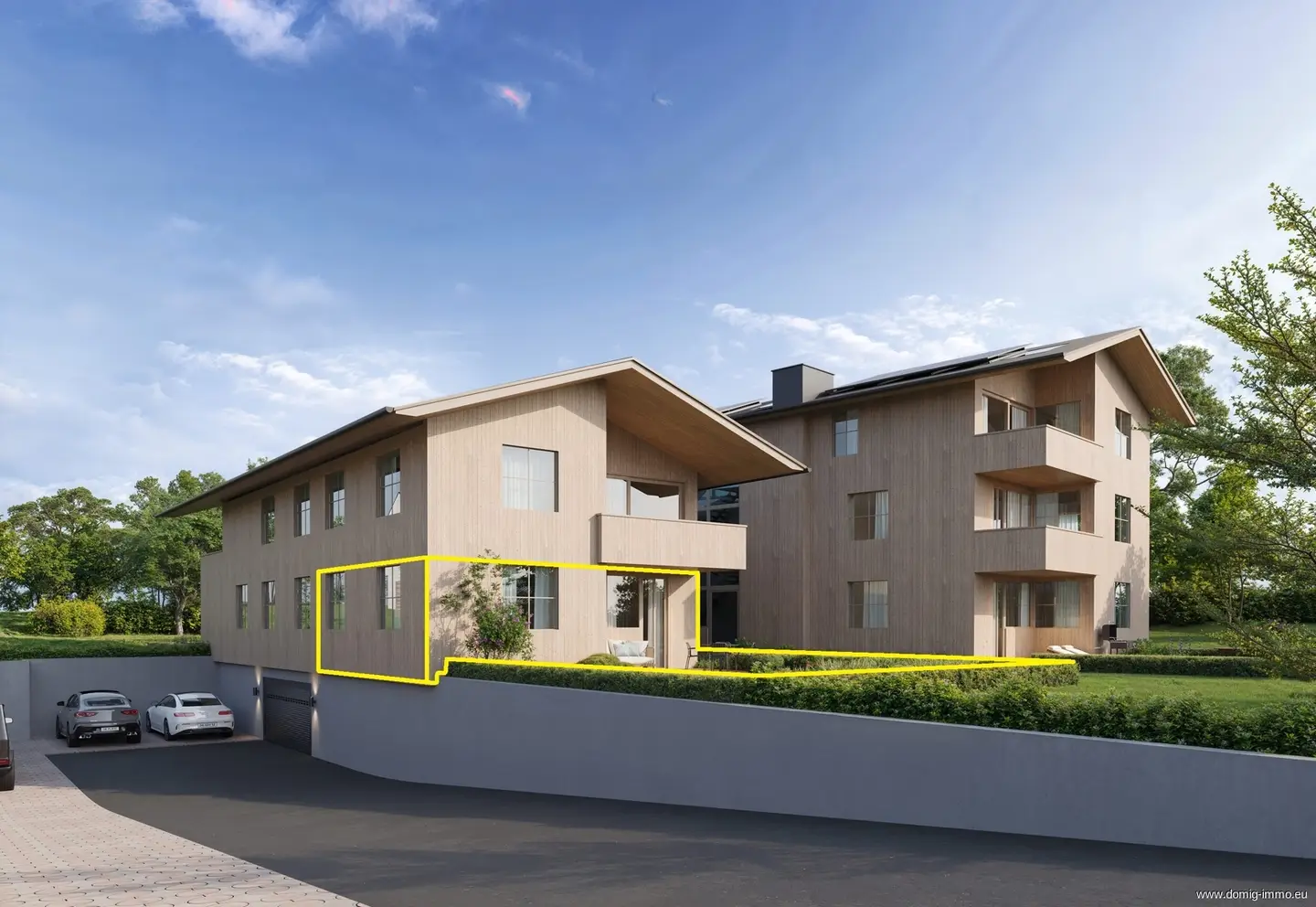 Erdgeschosswohnung with private garden and mountain view