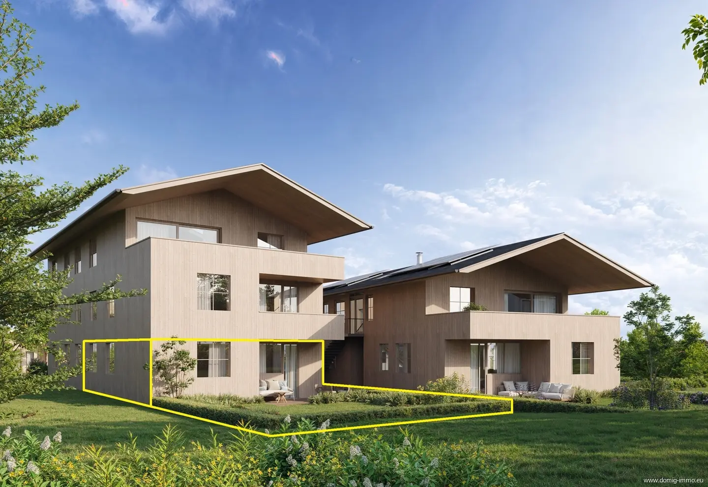 Erdgeschosswohnung mit Privatgarten und Bergblick