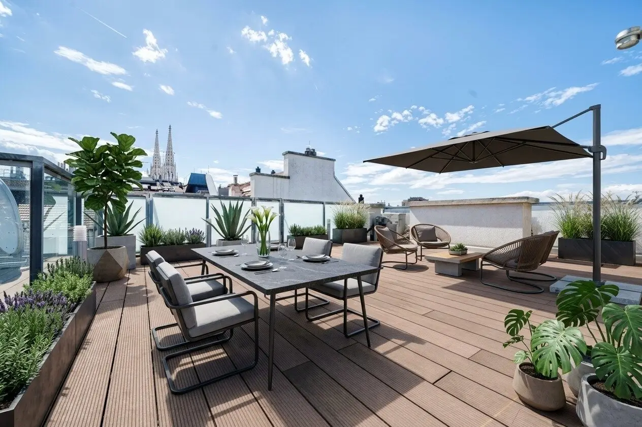 Privates Refugium beim 1. Bezirk mit 60 m² Kaminsalon und 4 Terrassen - Schottentor