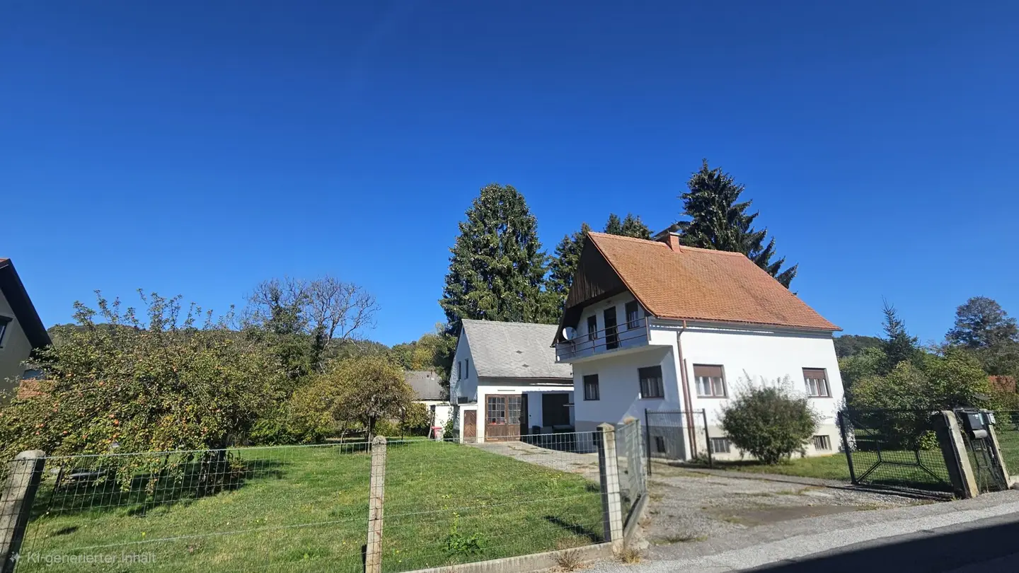 Idyllic, spacious plot with house in need of renovation only approx. 10 minutes from LKH Klinikum and the Privatklinik Ragnitz