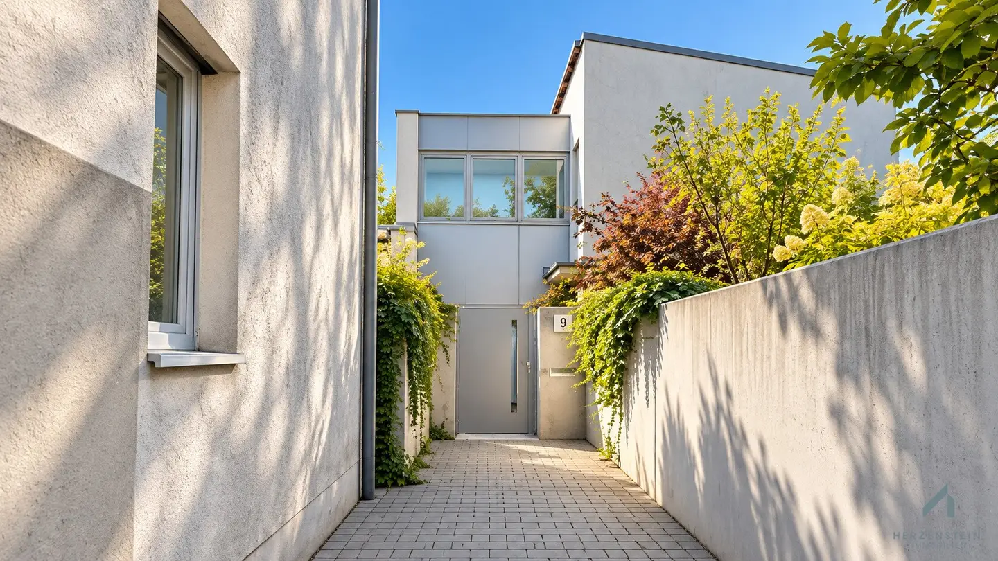 6-Zimmer-Reihen-Atriumhaus mit Swimmingpool und Sauna in grüner Lage
