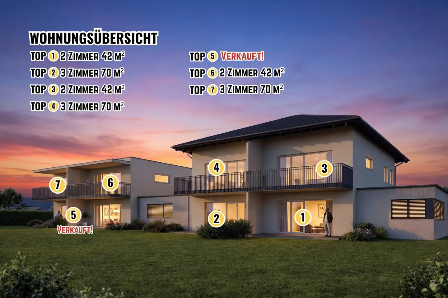 NEUBAU! Moderne, sonnige und ruhige 2 Zimmer Wohnung mit Terrasse und 50m² Eigengarten in Waidmannsdorf - Schubertstraße