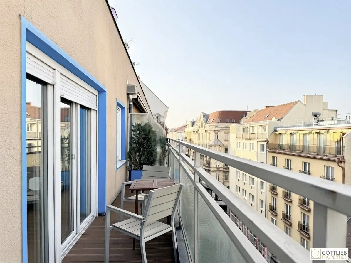 Bestlage Burggasse! Trendig möblierte Studio-Terrassen-Wohnung in Stockwerkslage