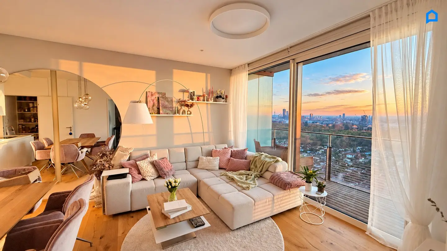 Highly modern 2-room highlight in 1030 Vienna, Triiiple Tower, 26th floor with balcony and optional garage Pool Concierge