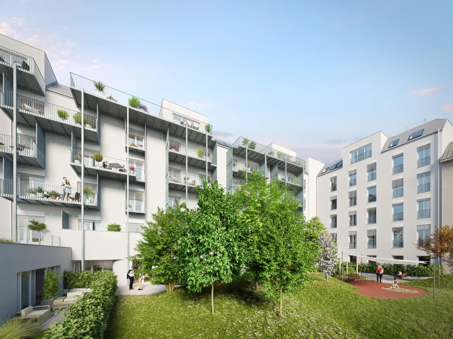 Erstbezug Wohnung hofseitig mit Loggia und Fußbodenheizung