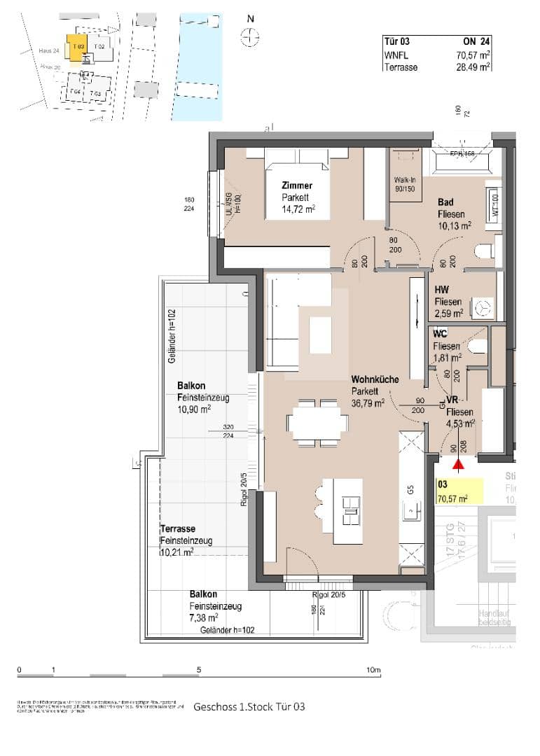 Apartment near the Old Danube with terrace