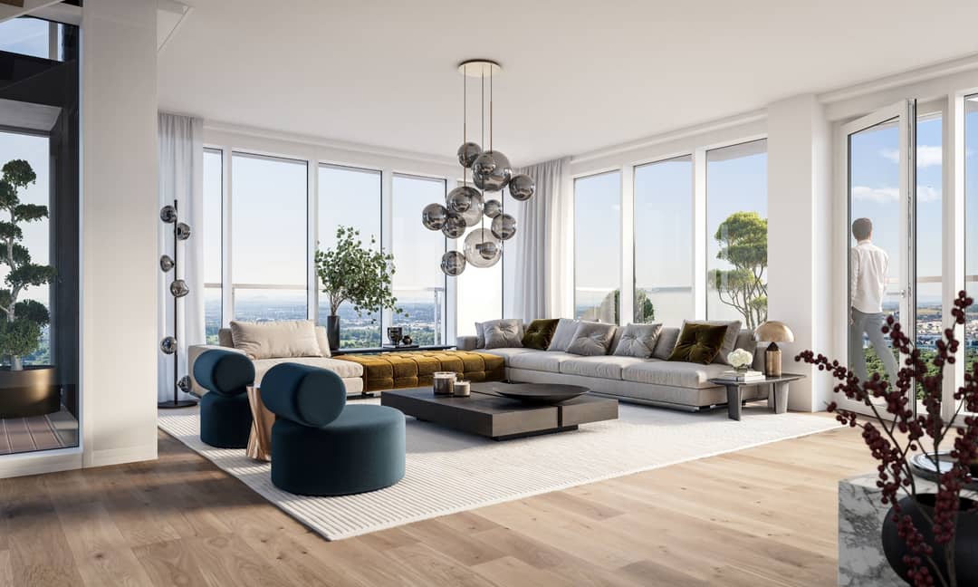 Penthouse with private roof terrace and wide city views