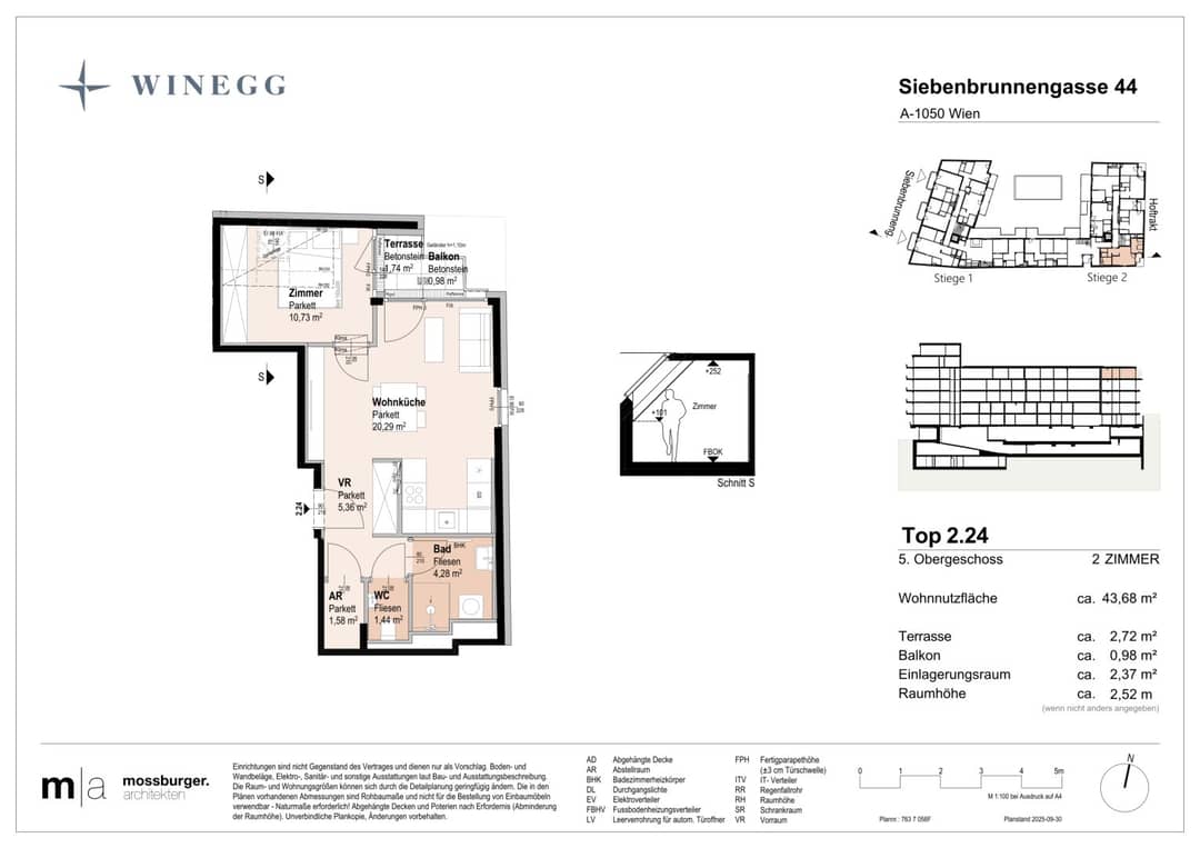 Investment apartment first occupancy with balcony and terrace