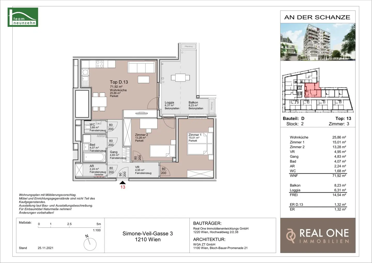 First occupancy "An der Schanze" - 3-room apartment with large balcony between Kagran and Alte Donau - Completion end 2026