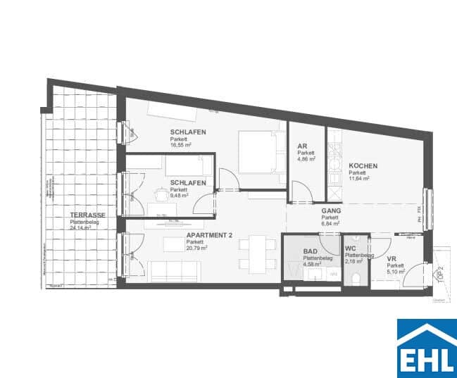 New Build Apartment Terrace Near Alte Donau