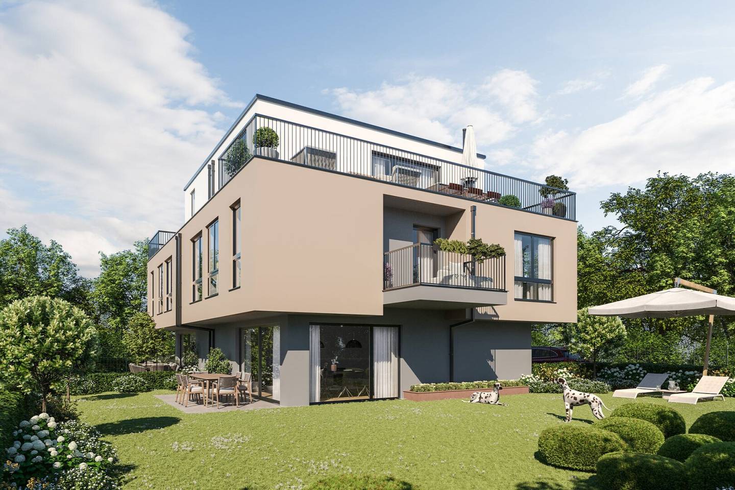 SCHLÜSSELFERTIGE ÜBERGABE - WÄRMEPUMPE - ZIEGELIT - DECKENKÜHLUNG UND ELEKTRISCHE AUßENBESCHATTUNG!