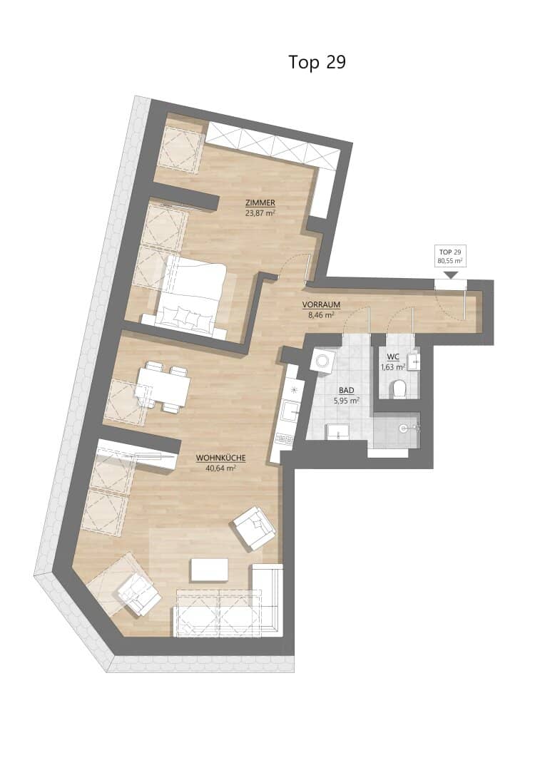 Wohnung Dachgeschoss Erstbezug nahe U6